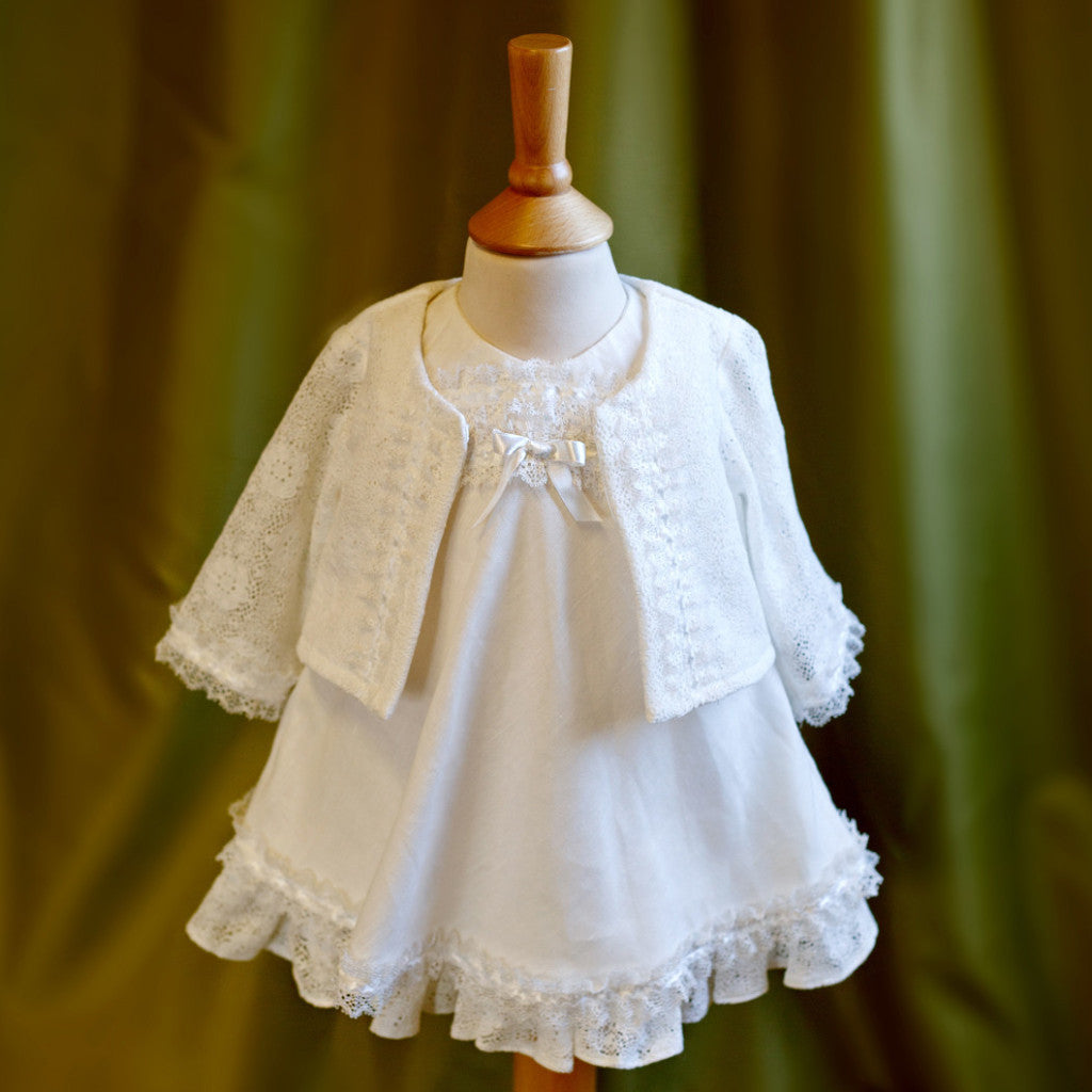 Christening Dress and Cardigan Set ‘love’ - Main Image