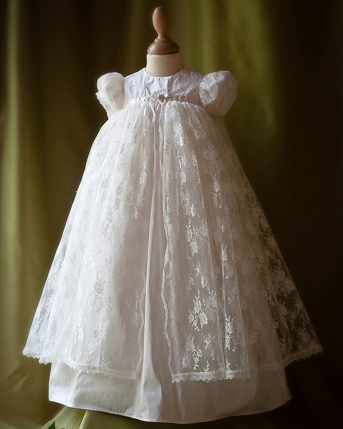 Christening Gown 'Amelie' Silk and Lace - Angels & Fishes