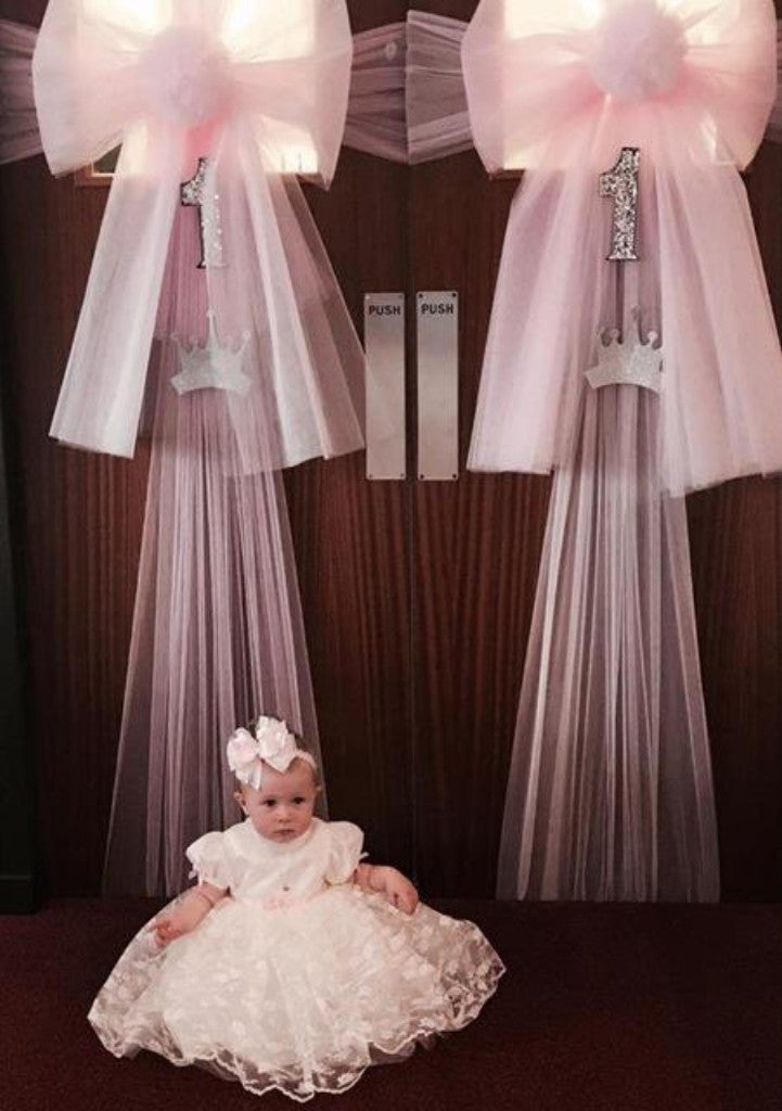Princess Charlotte edition Maria lace Dress (pink ribbon trim)