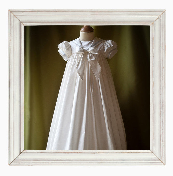 Unisex Christening Gown with Ribbon Trim