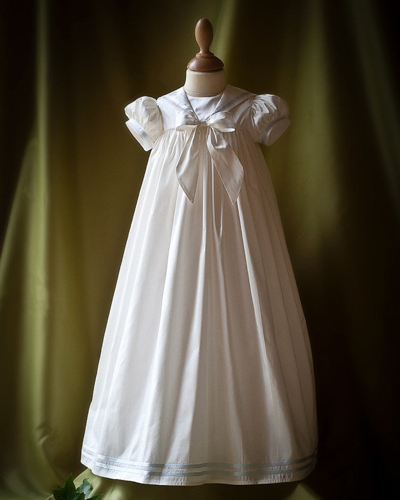 Unisex Christening Gown with Ribbon Trim