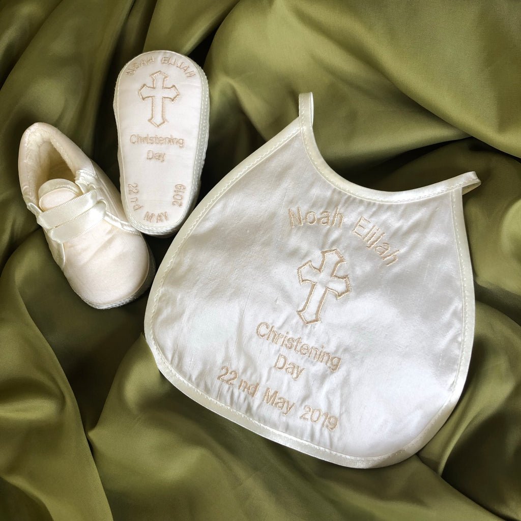 Personalised Christening Shoes and Bib set